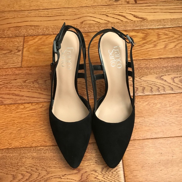 🎉 HP Franco Sarto Amelie Black Suede Heels 6.5 - Picture 2 of 6